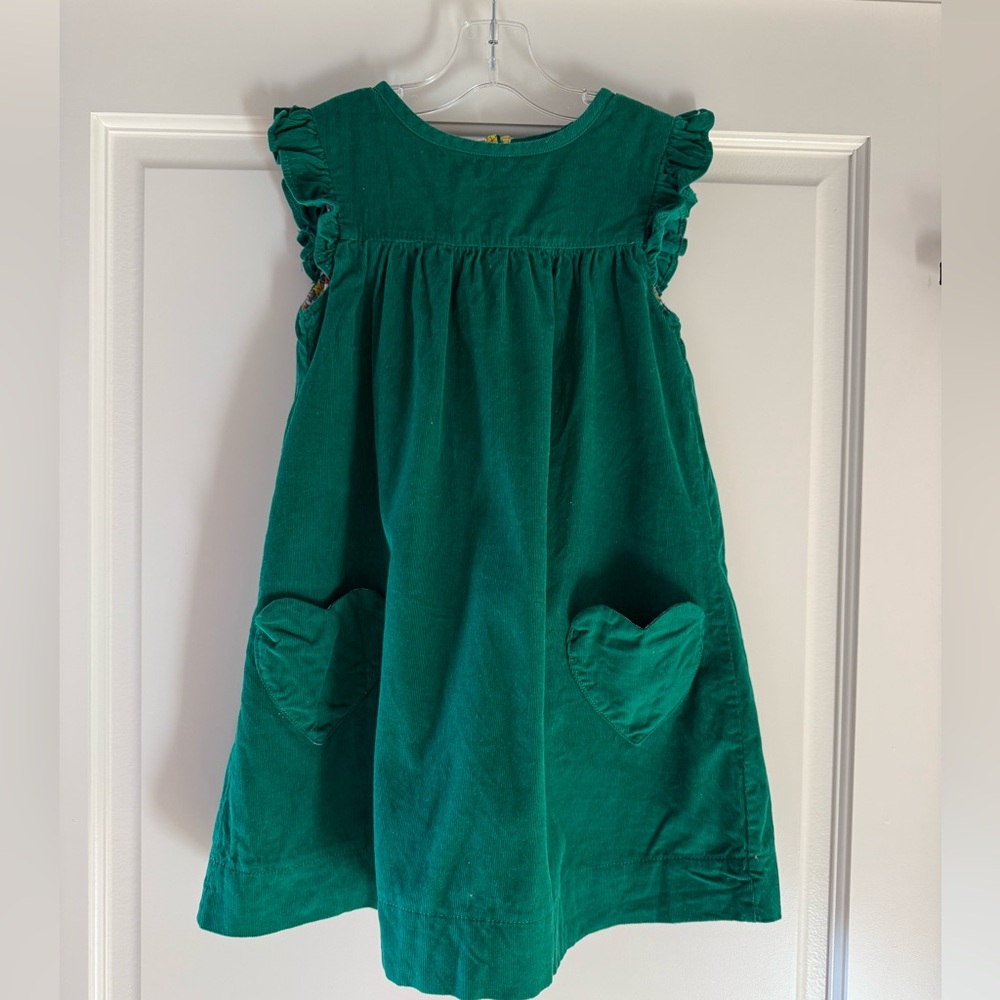 Mini Boden Green Kids Dress with Heart Pockets
